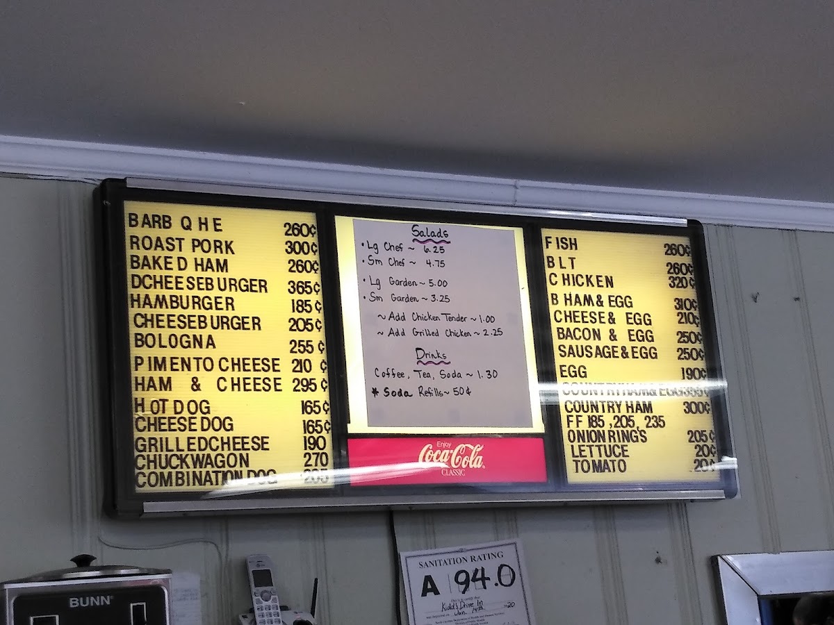 Kidd's Drive-In Menu - Image 1